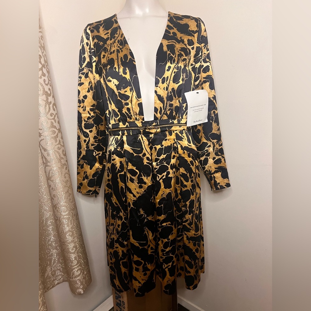Thomas Wylde Mason gold and black silk dress